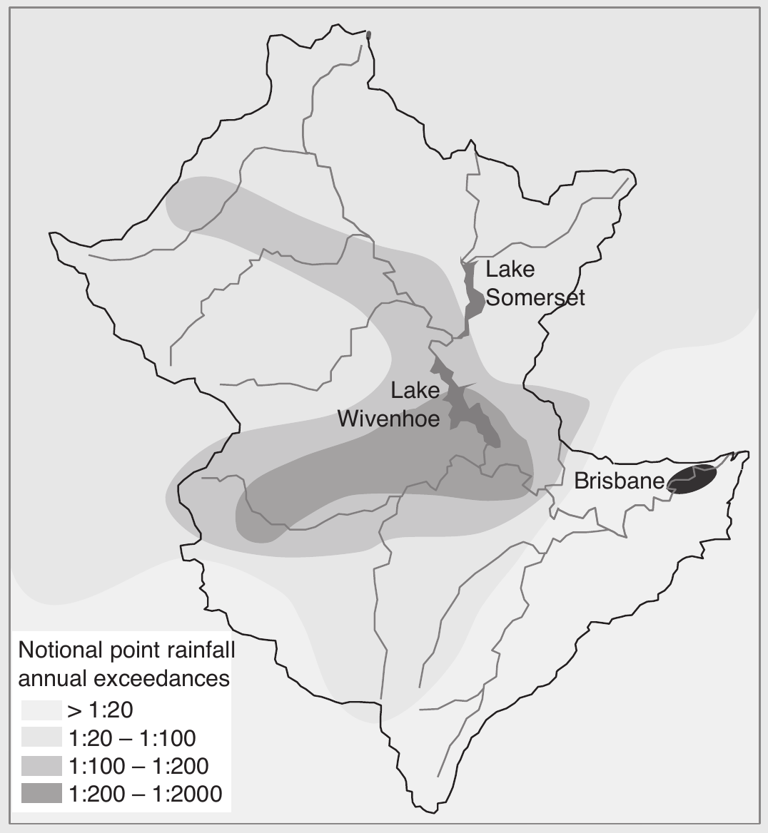 Brisbane catchment rainfall AEP